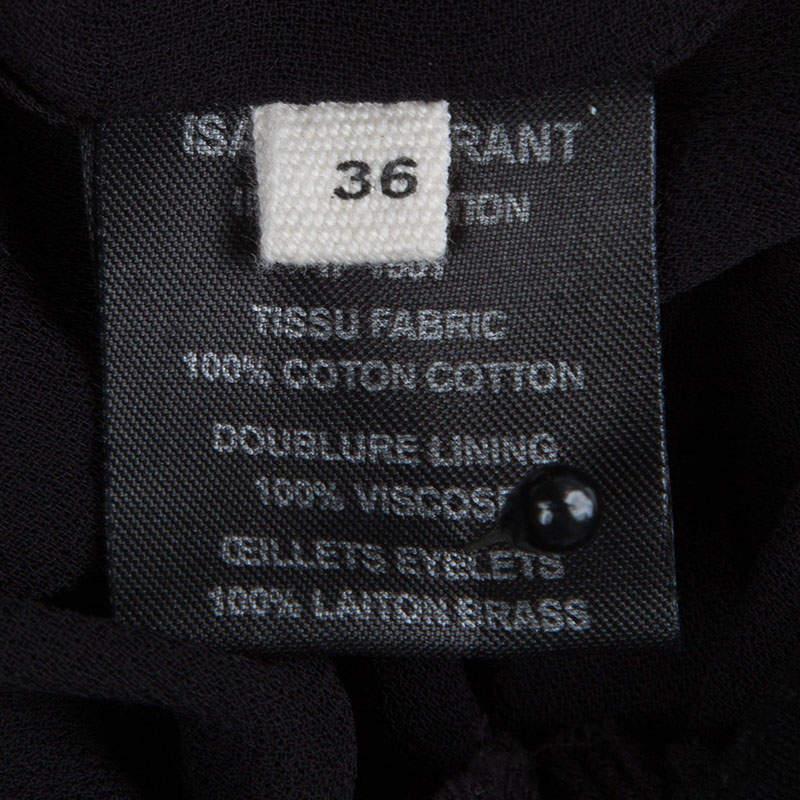 Isabel Marant Etoile Black Cotton Eyelet Detail Gathered Skirt S For Sale 2