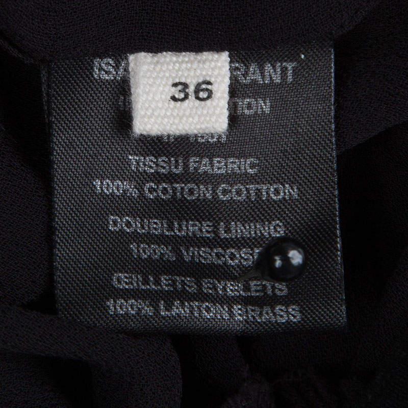 Isabel Marant Etoile Black Cotton Eyelet Detail Gathered Skirt S 2