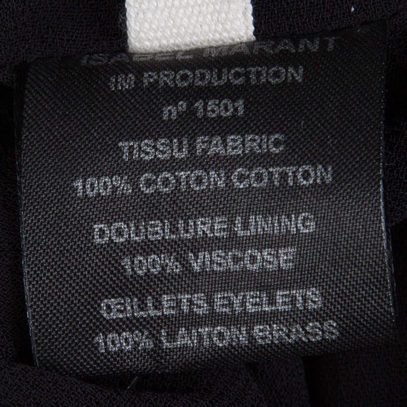 Isabel Marant Etoile Black Cotton Eyelet Detail Gathered Skirt S For Sale 3