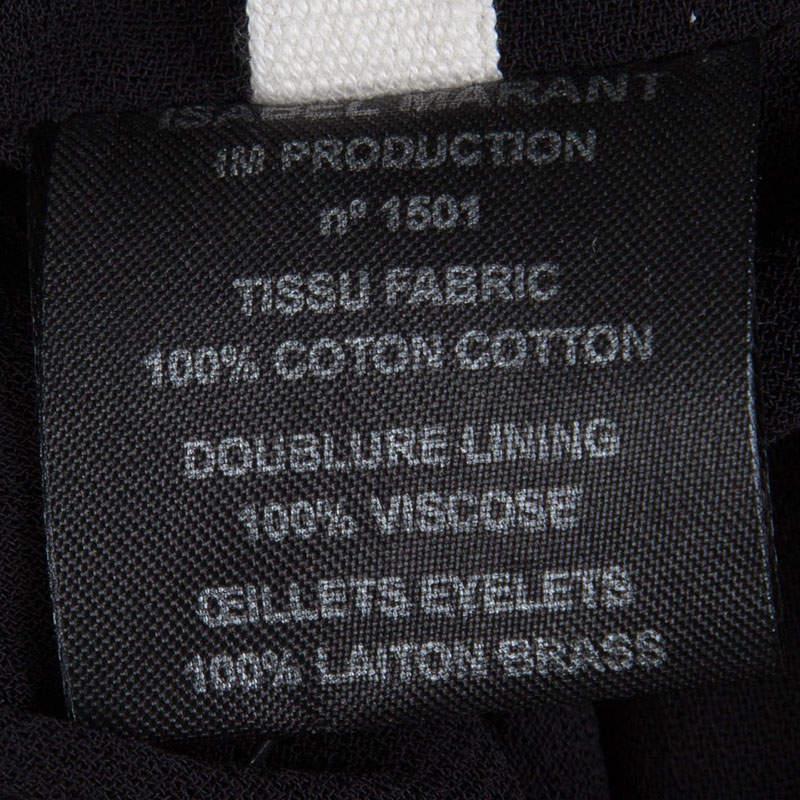 Isabel Marant Etoile Black Cotton Eyelet Detail Gathered Skirt S 3