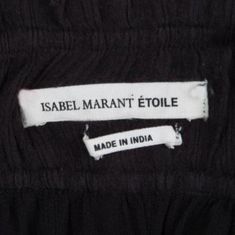 Isabel Marant Etoile Gonna in cotone nero con dettaglio occhielli e arricciatura S in vendita 3