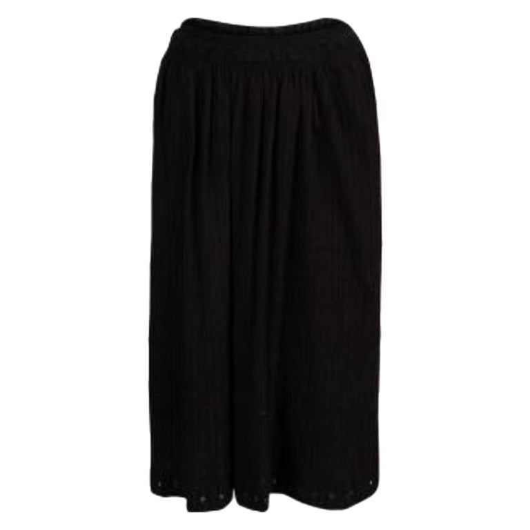 Isabel Marant Etoile Black Cotton Eyelet Detail Gathered Skirt S