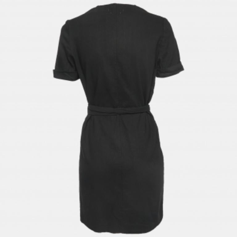 Isabel Marant Etoile Black Linen Blend Wrap On Mini Dress S In Good Condition For Sale In Dubai, Al Qouz 2