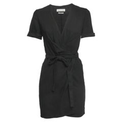 Isabel Marant Etoile Black Linen Blend Wrap On Mini Dress S
