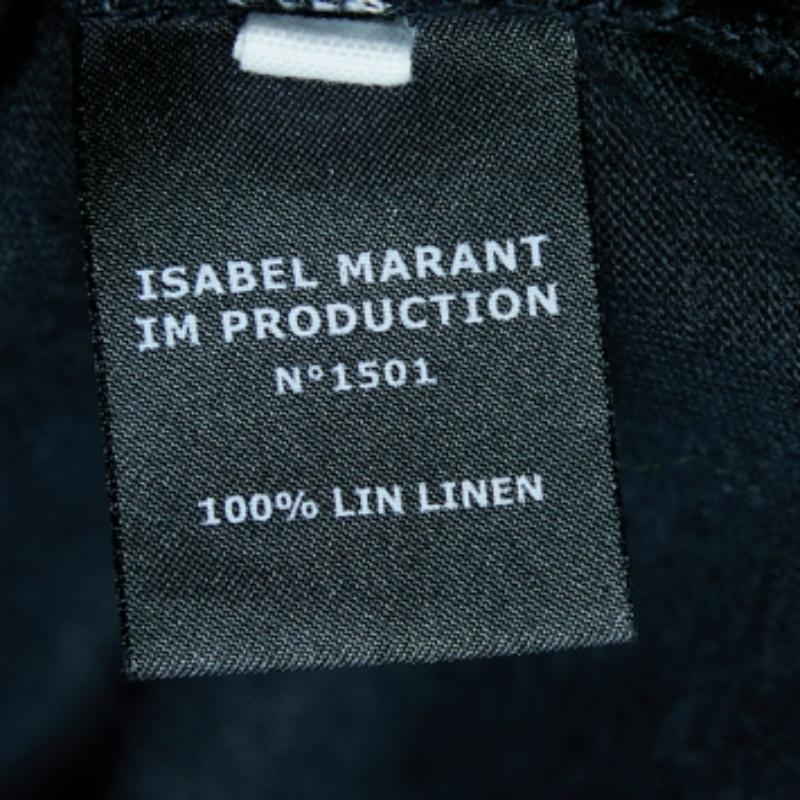 Nero Isabel Marant Etoile - Maglietta nera in maglia di lino con scollo a V L. in vendita