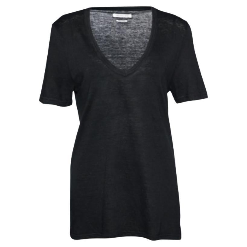 Isabel Marant Etoile - Maglietta nera in maglia di lino con scollo a V L. in vendita