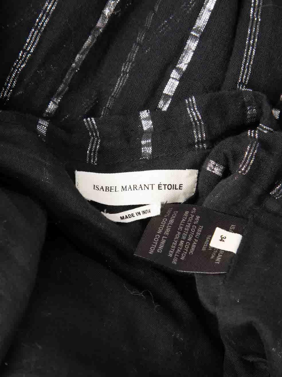 Women's Isabel Marant Etoile Black Metallic Striped Drawstring Midi Skirt  For Sale