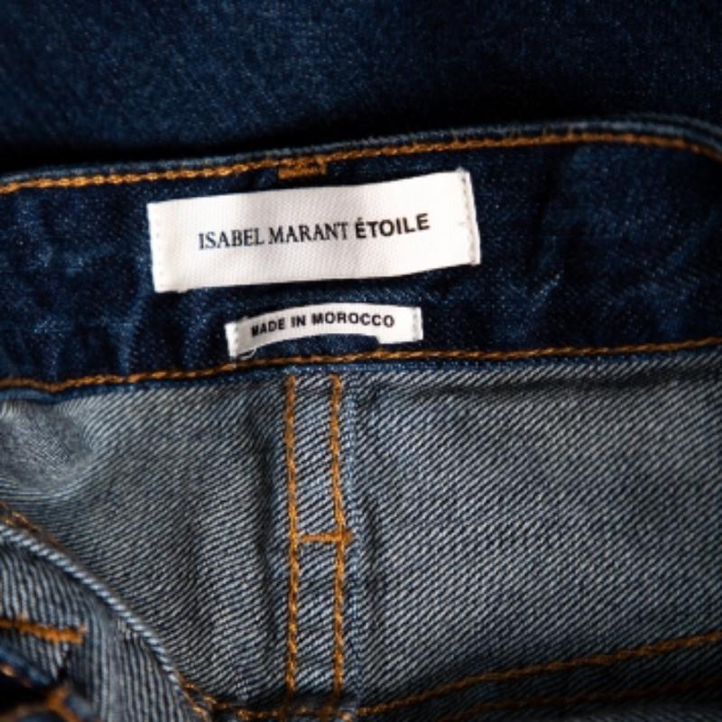 Isabel Marant Étoile Bleu Denim Distressed Trim Detailed Jeans M Bon état à Dubai, Al Qouz 2