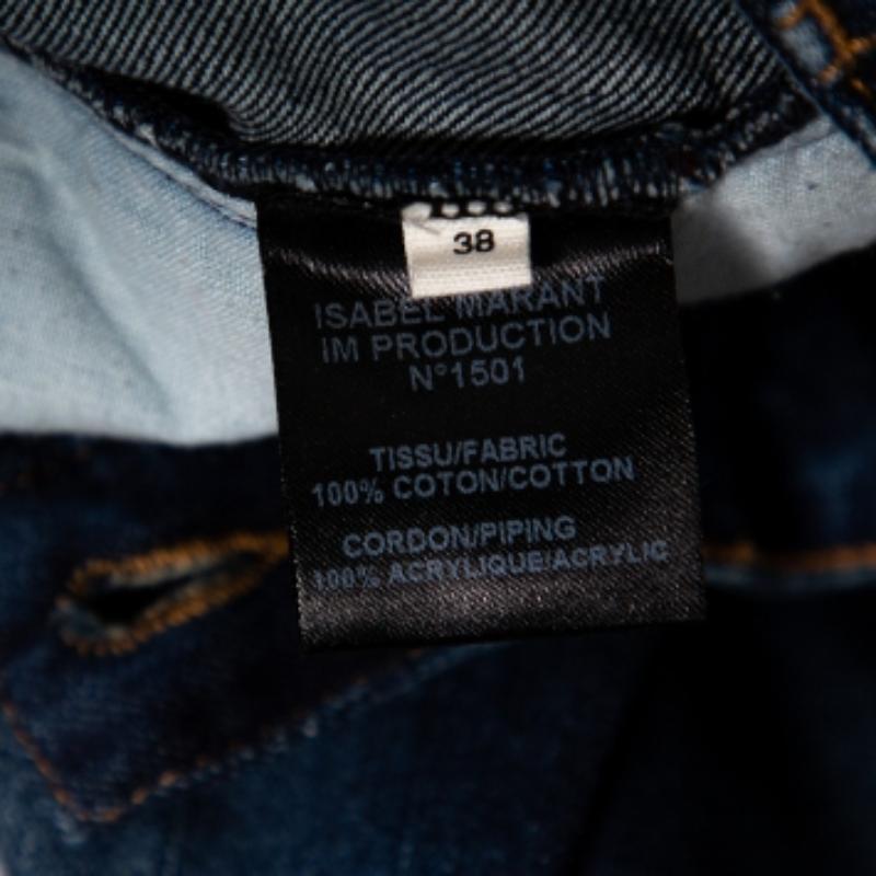  Isabel Marant Étoile Bleu Denim Distressed Trim Detailed Jeans M Pour femmes 