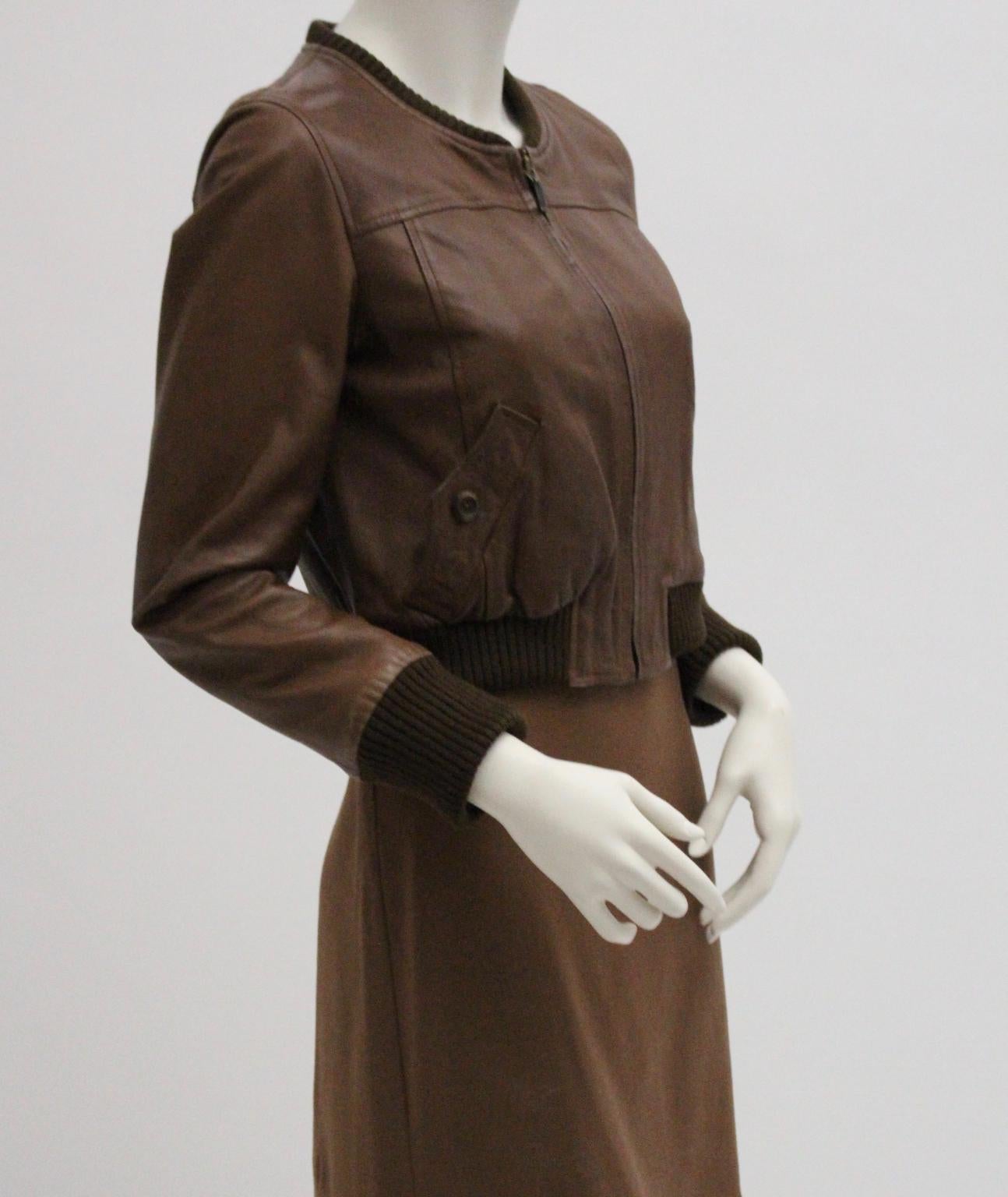 Women's Isabel Marant Etoile Brown Sheep Leather Vintage Cropped Jacket France  For Sale