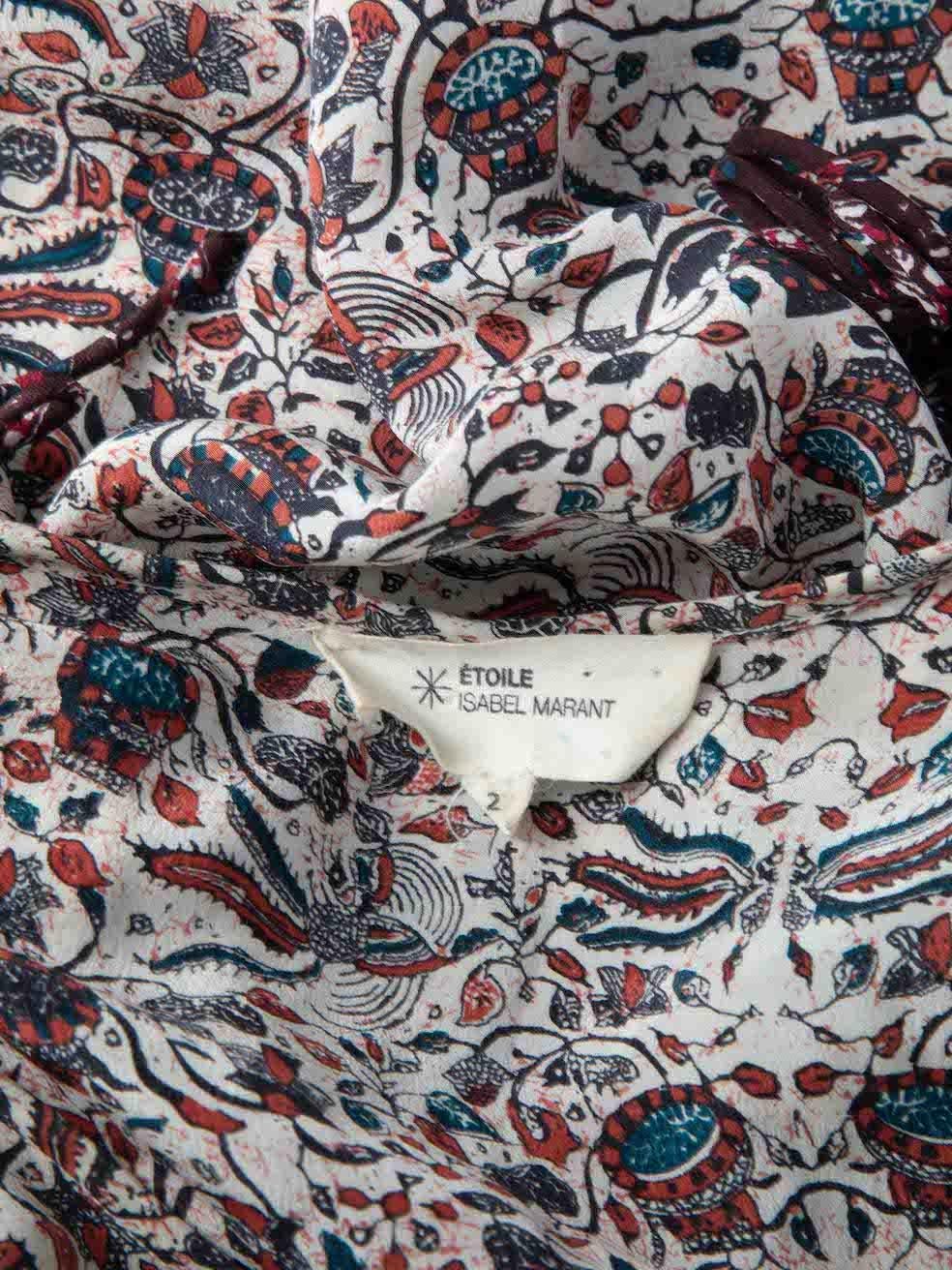 Isabel Marant Étoile Burgundy Silk Printed Peplum Top Size M In Good Condition For Sale In London, GB