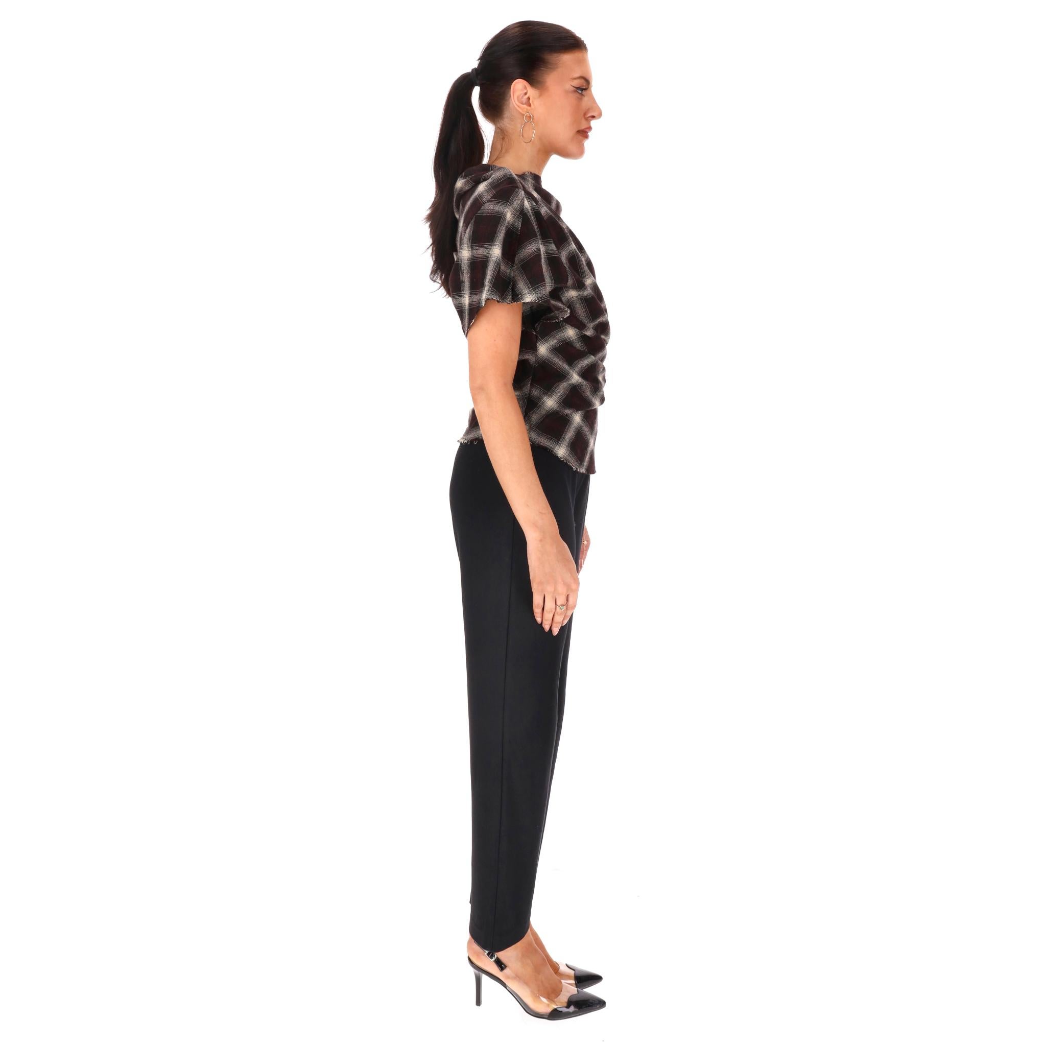 Nero Isabel Marant Etoile - Top con increspature in misto lana a quadri in vendita