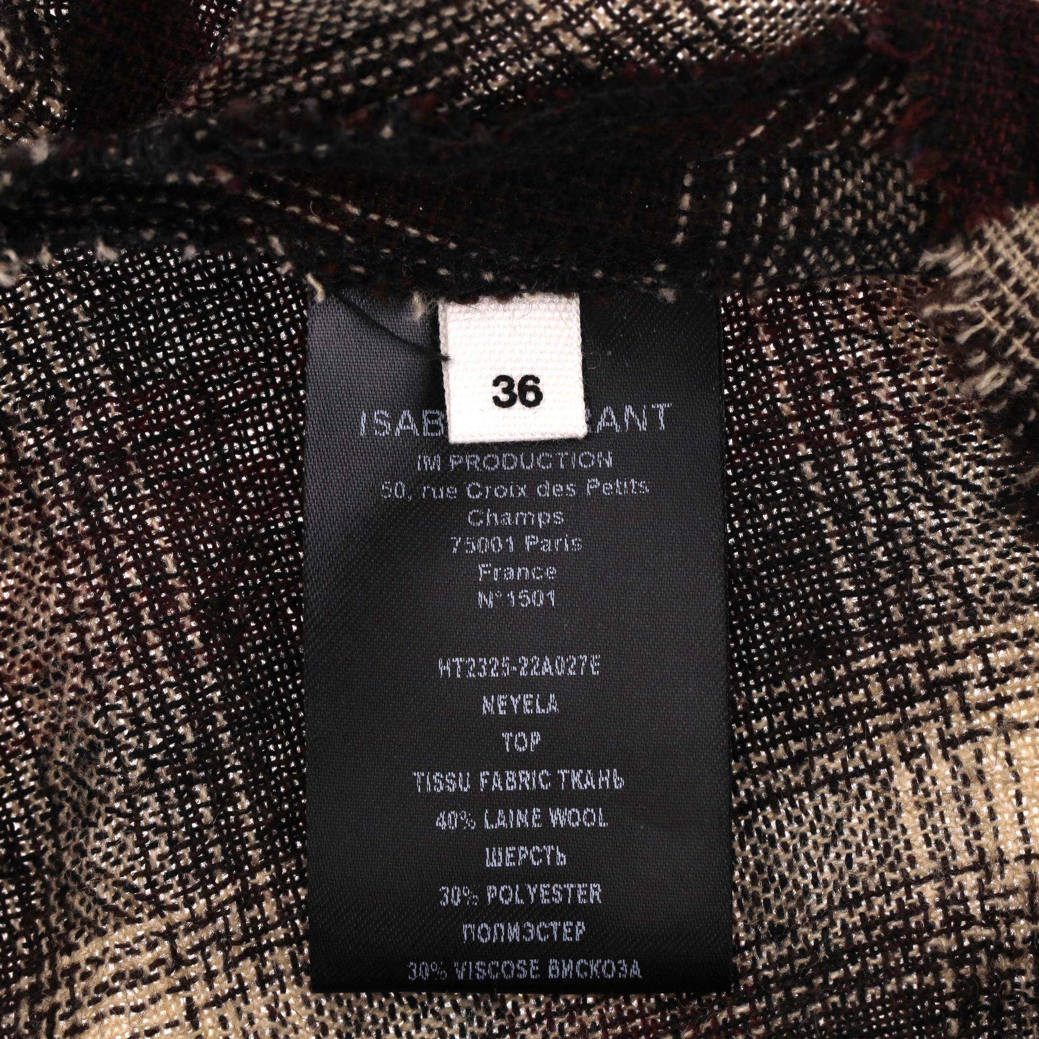 Isabel Marant Etoile - Top con increspature in misto lana a quadri in vendita 4