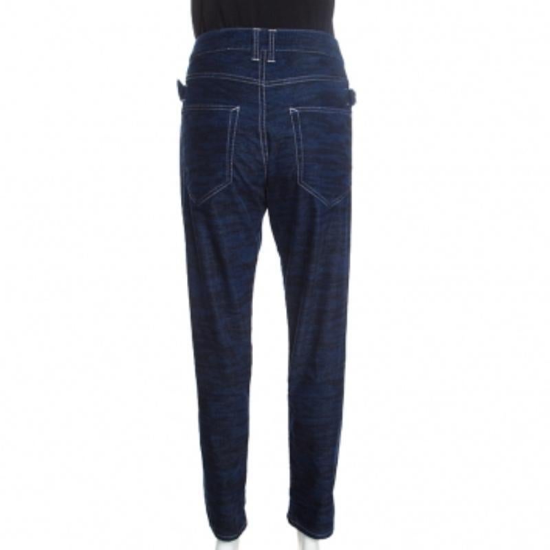 Isabel Marant Étoile Dunkelblaue Tiger Striped Corduroy Cropped Trousers L (Schwarz) im Angebot