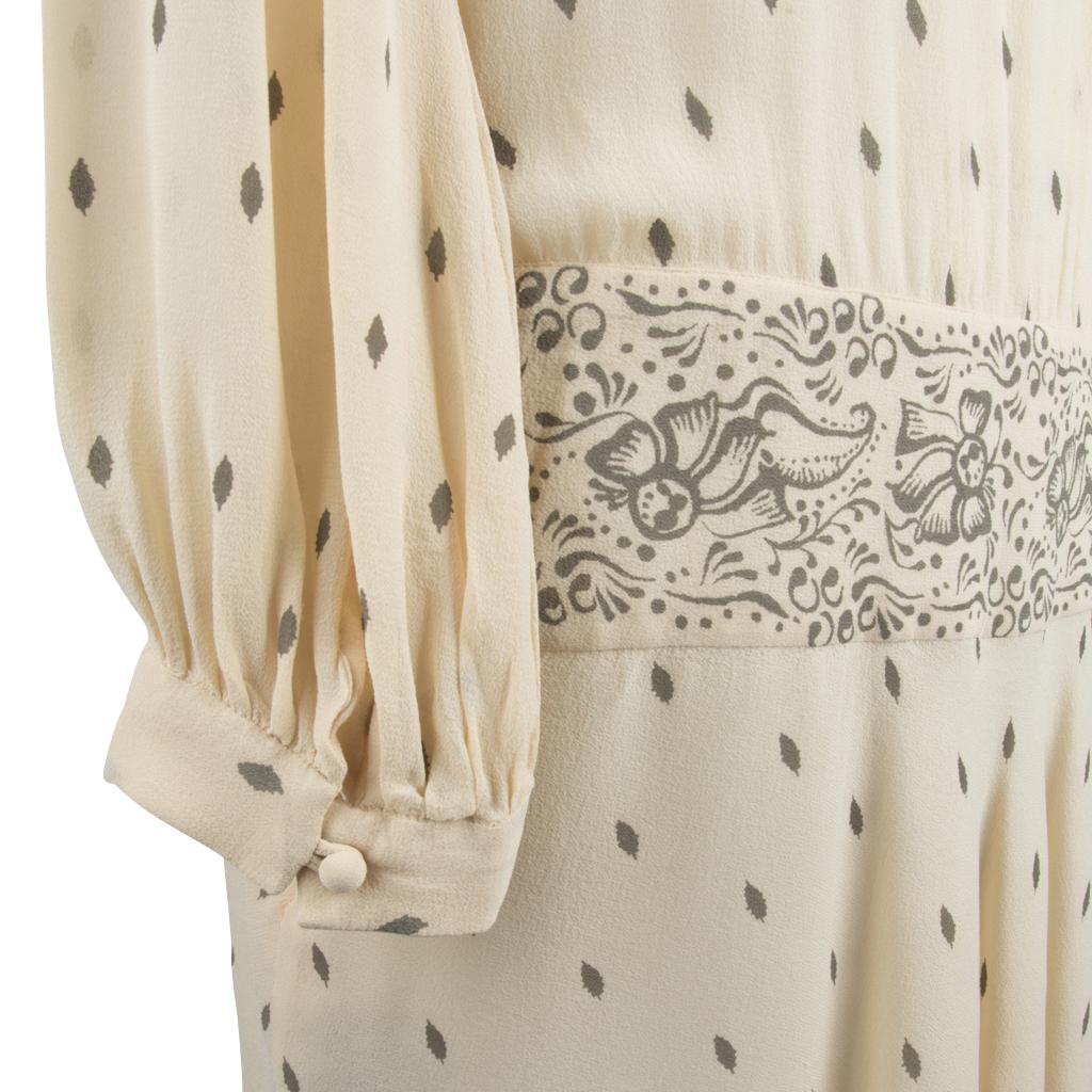 Isabel Marant Etoile Dress Silk Printed Creme Drop Waist 42 / 8 5