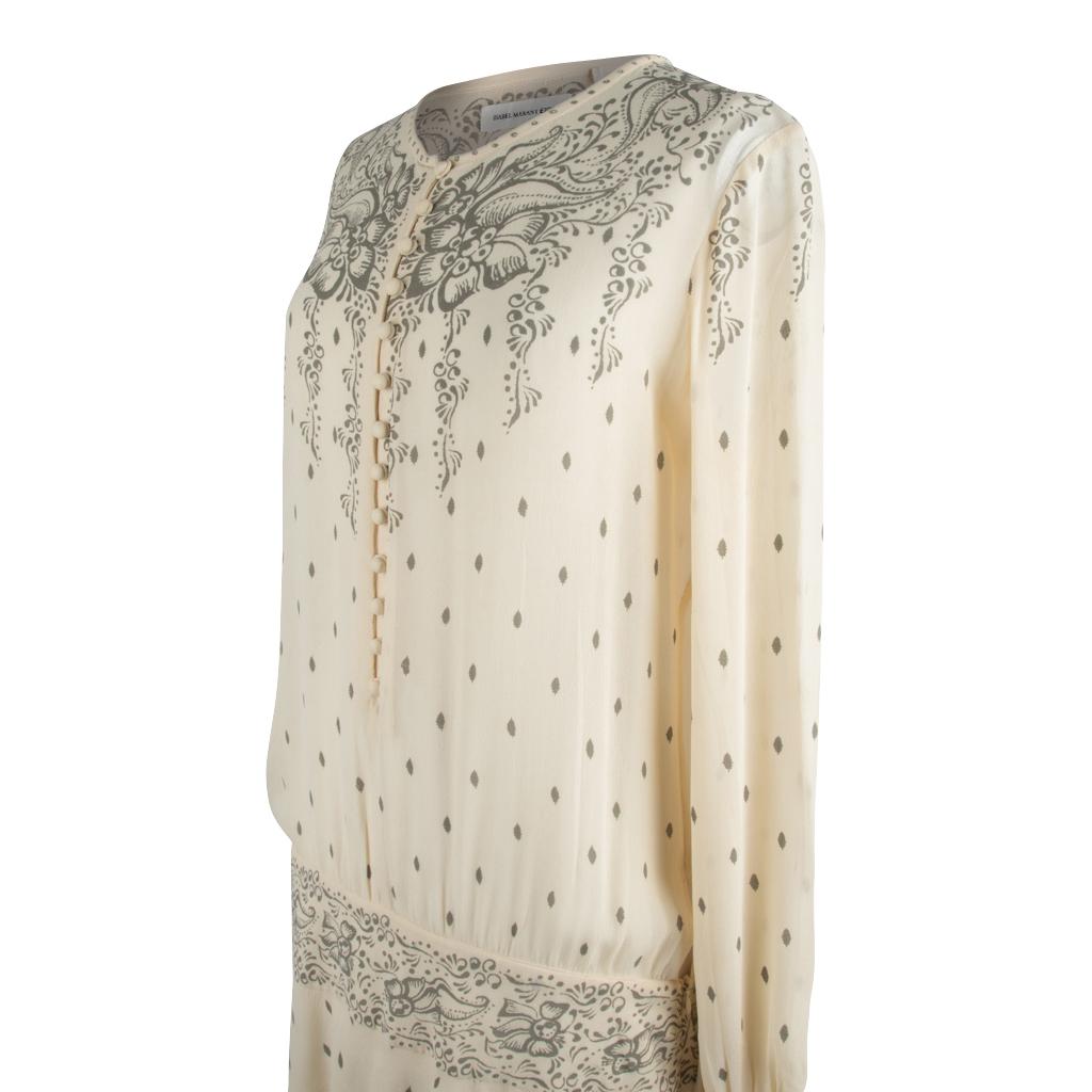 Beige Isabel Marant Etoile Dress Silk Printed Creme Drop Waist 42 / 8