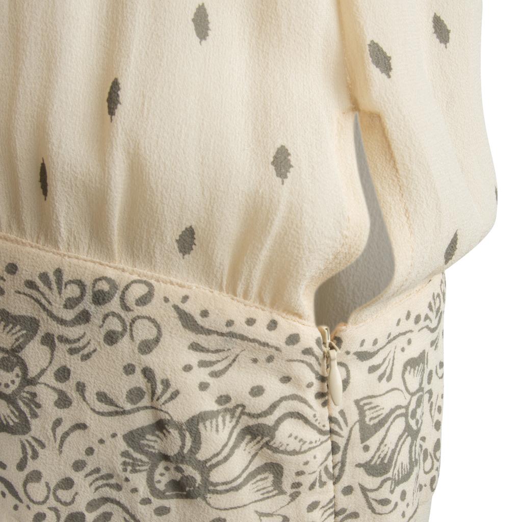 Isabel Marant Etoile Dress Silk Printed Creme Drop Waist 42 / 8 3