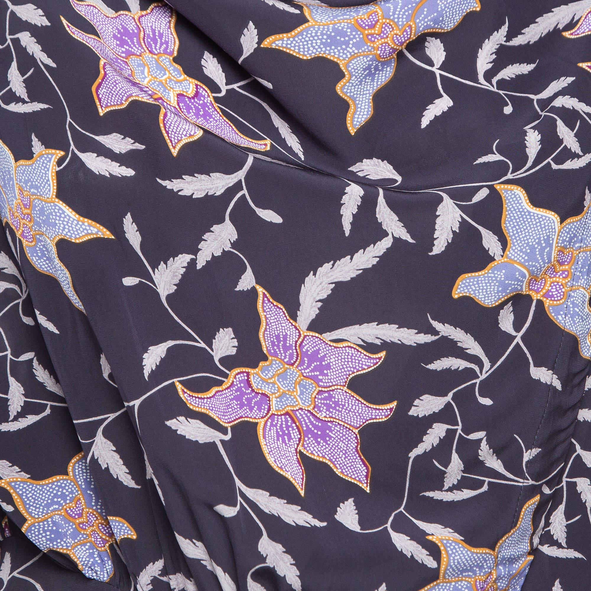 Black Isabel Marant Etoile Floral Print Crepe Oxel Blouse S For Sale