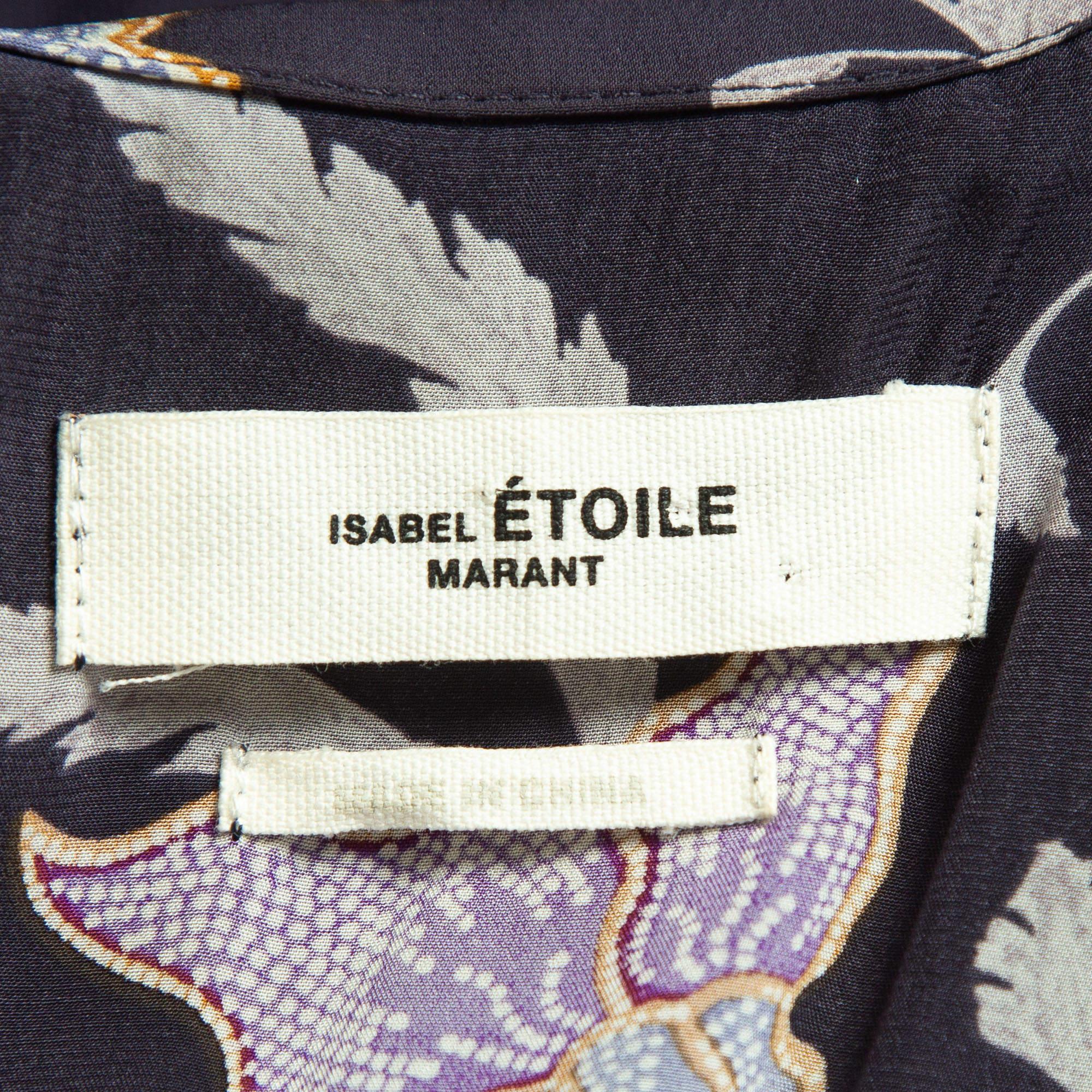 Isabel Marant Etoile Floral Print Crepe Oxel Blouse S In Good Condition For Sale In Dubai, Al Qouz 2