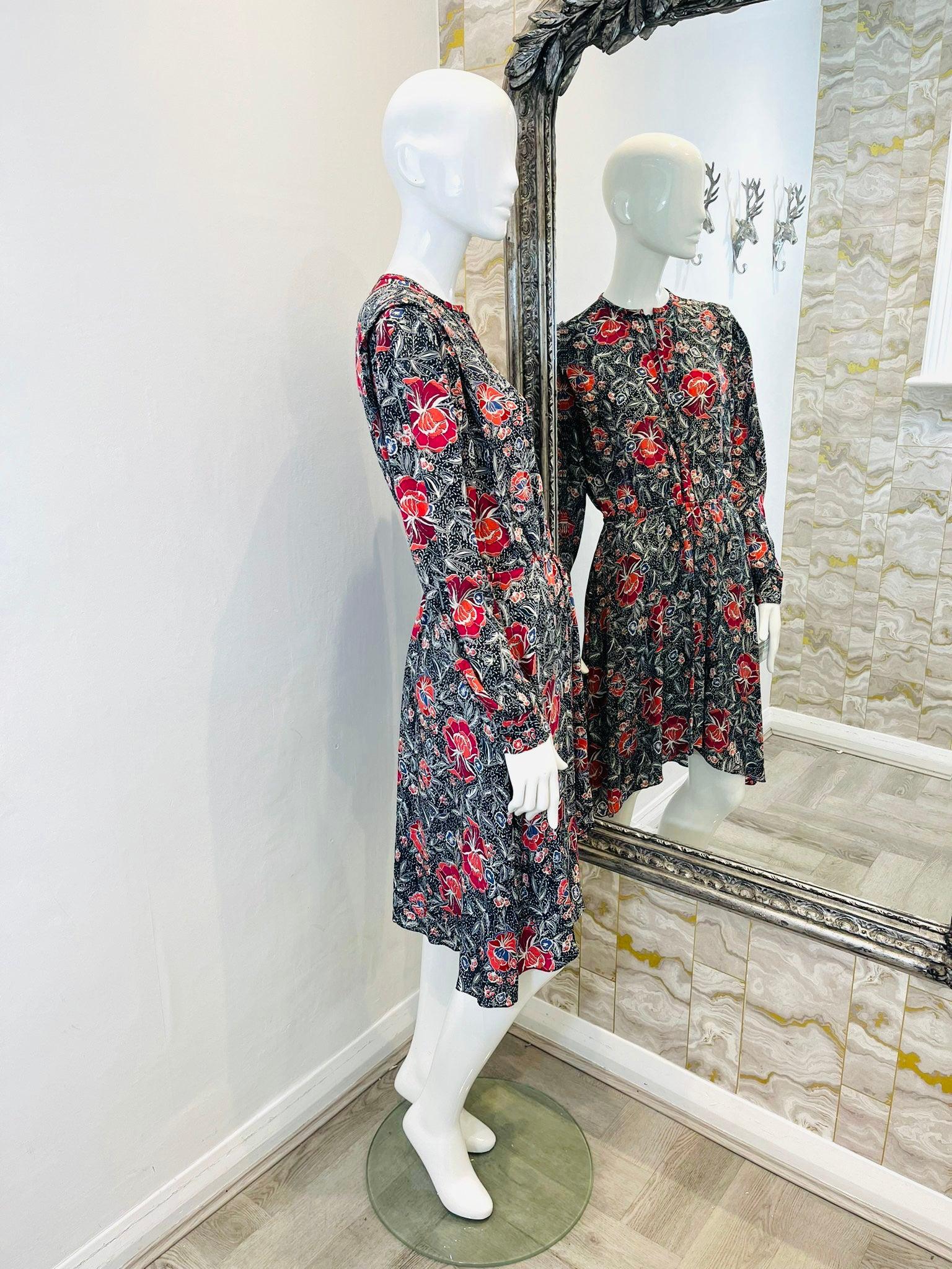 Black Isabel Marant Etoile Floral Silk Dress For Sale