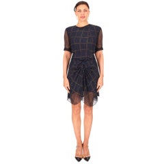 Isabel Marant Etoile Geometric Pattern Silk Dress With Sheer Sleeves