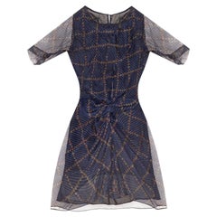 Isabel Marant Etoile Geometric Pattern Silk Dress With Sheer Sleeves