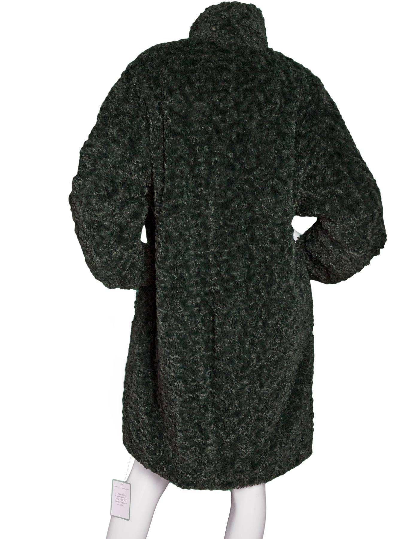 Black Isabel Marant Etoile Green Faux Fur Adams Coat Sz FR 42 NWT
