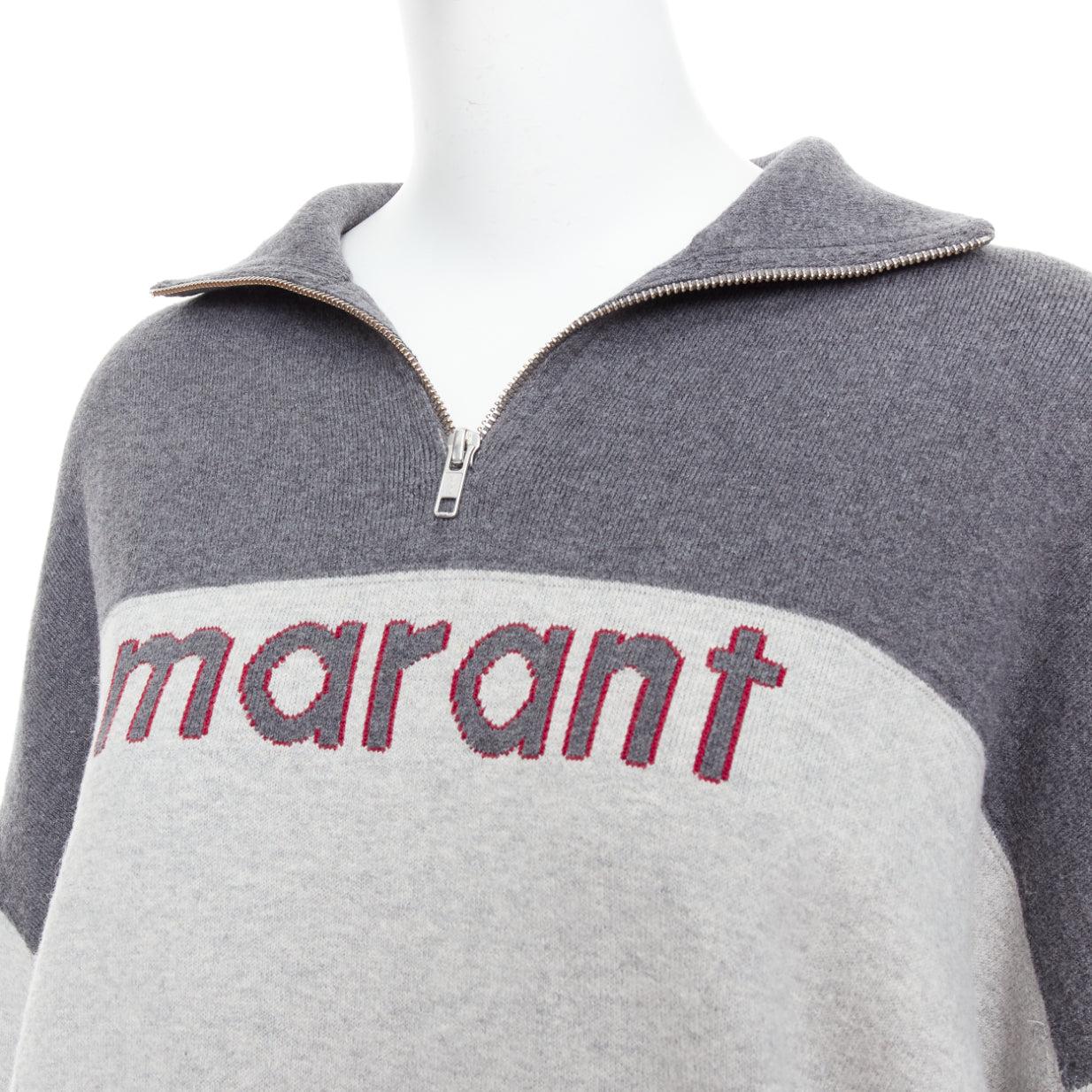 ISABEL MARANT Etoile grey bicolor logo half zip jumper sweater
Reference: NILI/A00089
Brand: Isabel Marant
Collection: Etoile
Material: Feels like cotton
Color: Grey, Red
Pattern: Solid
Closure: Half Zip
Extra Details: Black/grey/red cotton-wool