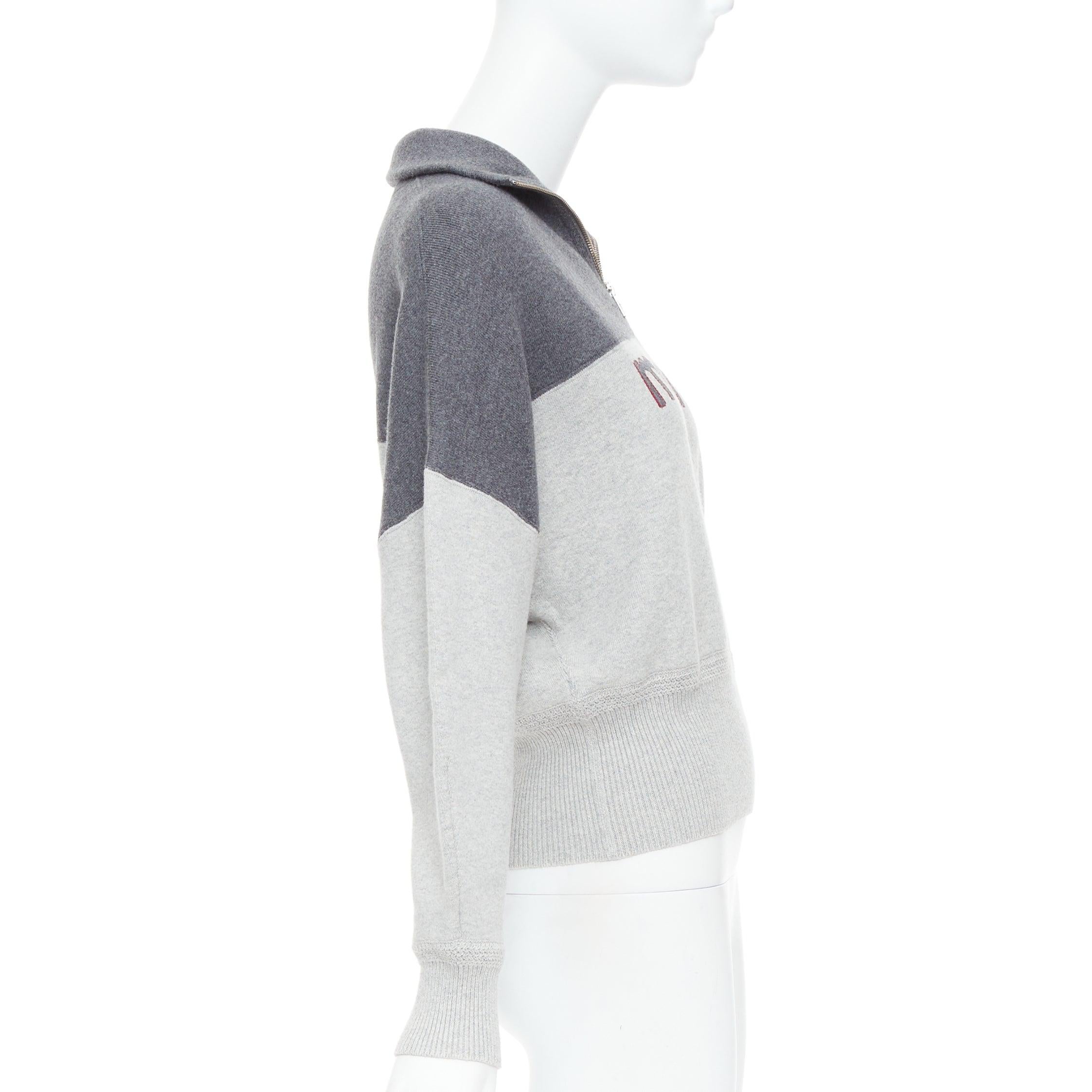 Women's ISABEL MARANT Etoile grey bicolor logo half zip jumper sweater For Sale