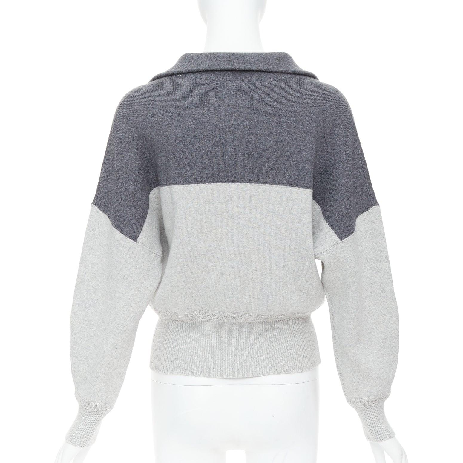 ISABEL MARANT Etoile grey bicolor logo half zip jumper sweater For Sale 1