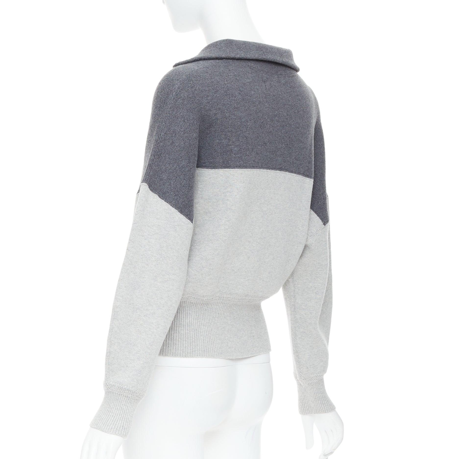 ISABEL MARANT Etoile grey bicolor logo half zip jumper sweater For Sale 2