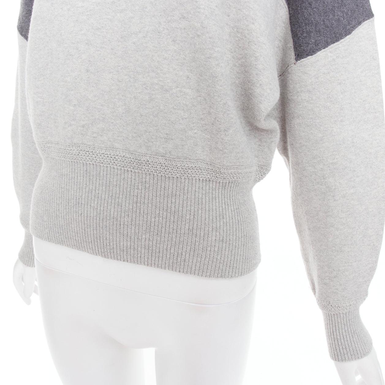 ISABEL MARANT Etoile grey bicolor logo half zip jumper sweater For Sale 3