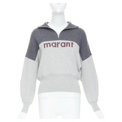 ISABEL MARANT Etoile jersey media cremallera logo bicolor gris