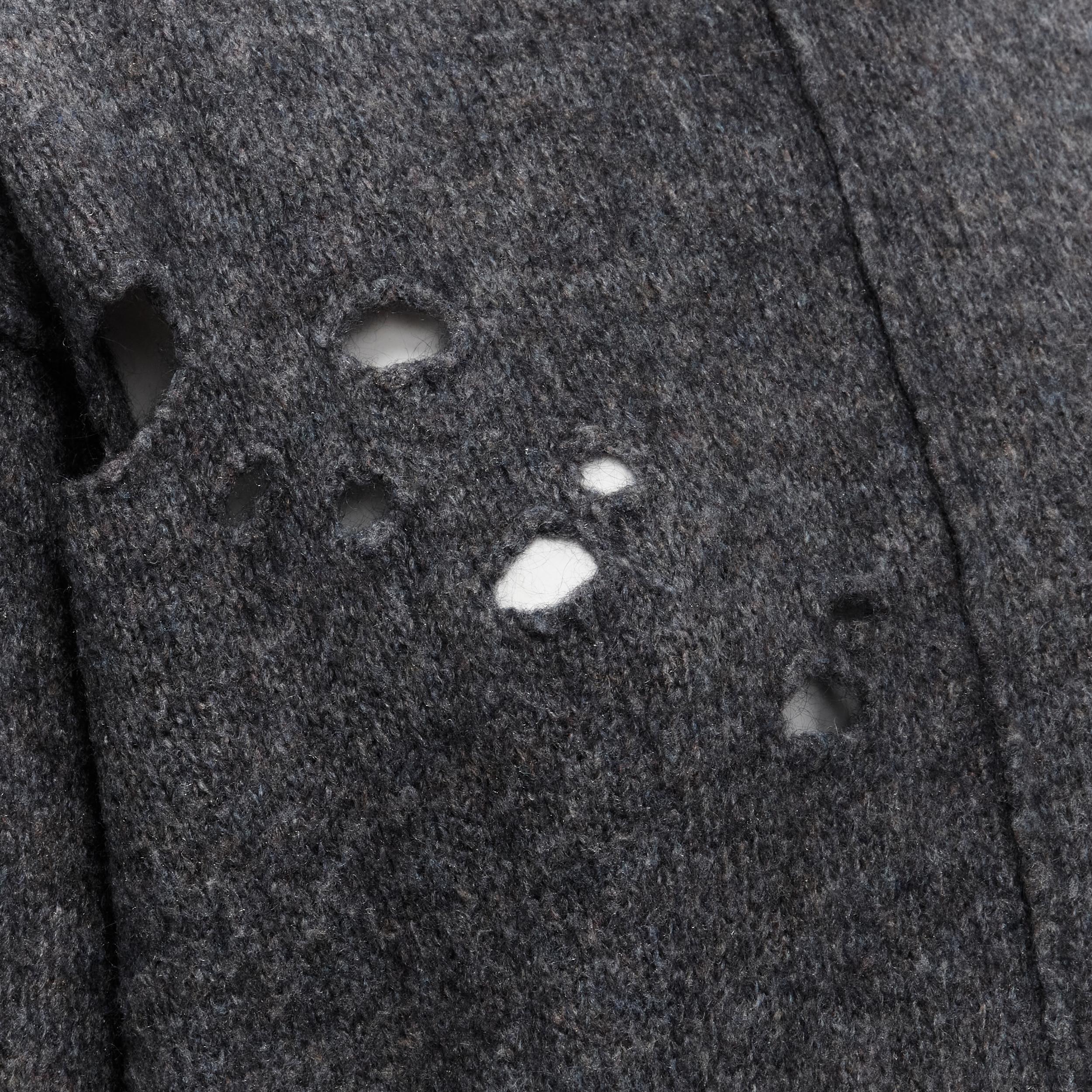 ISABEL MARANT ETOILE grey mohair wool holey distressed oversized sweater FR36 XS 5