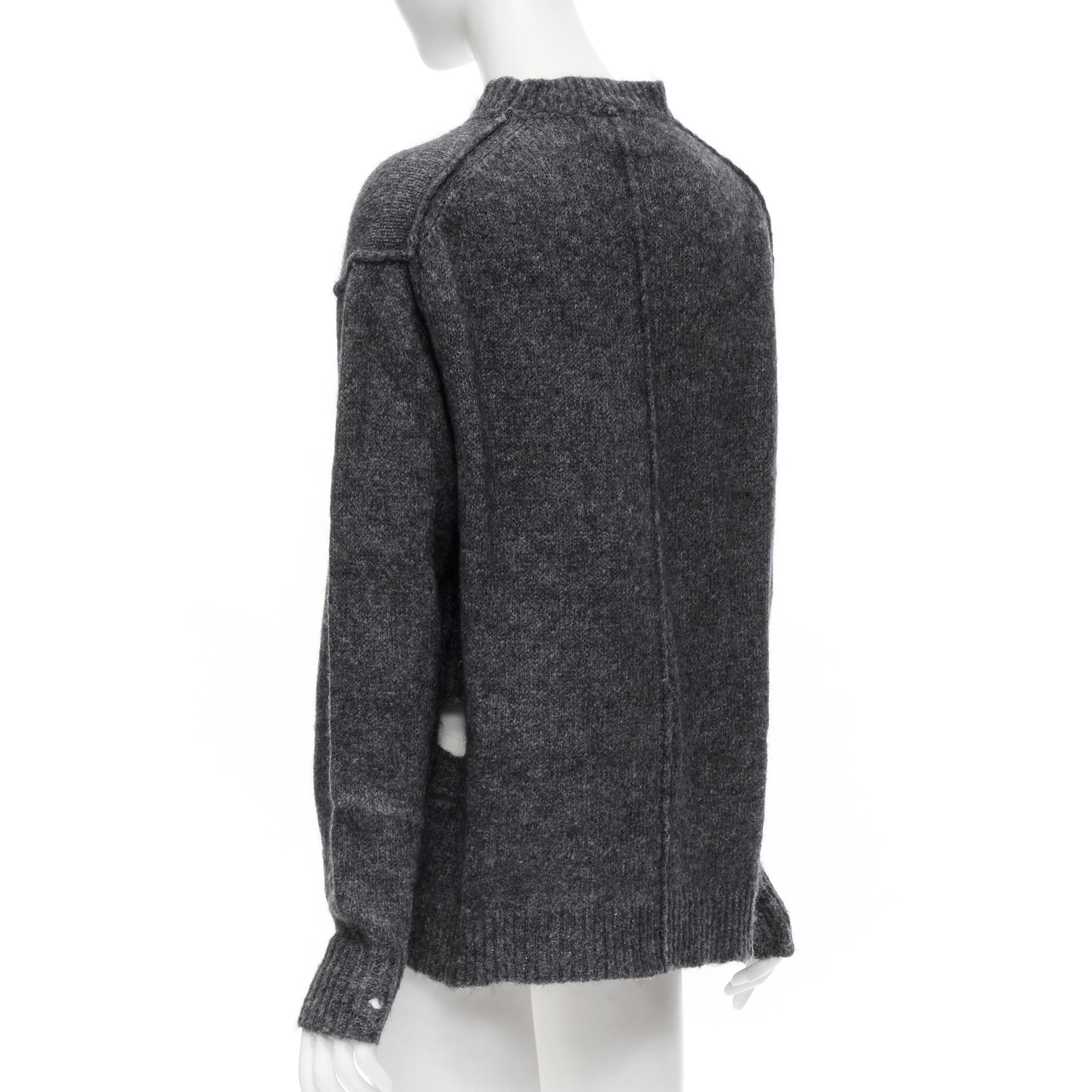 Women's ISABEL MARANT ETOILE grey mohair wool holey distressed oversized sweater FR36 XS