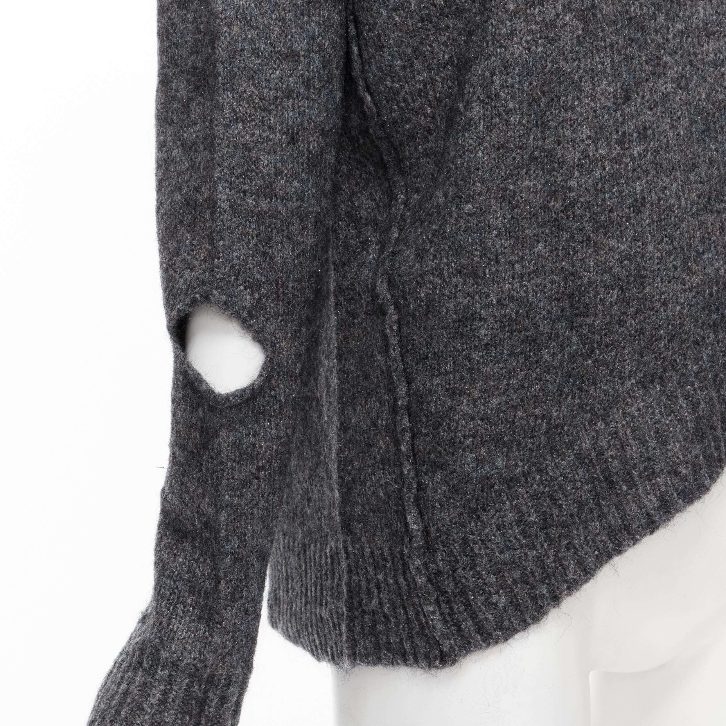 ISABEL MARANT ETOILE grey mohair wool holey distressed oversized sweater FR36 XS 1