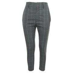 Isabel Marant Etoile Grey Plaid Wool Trousers S