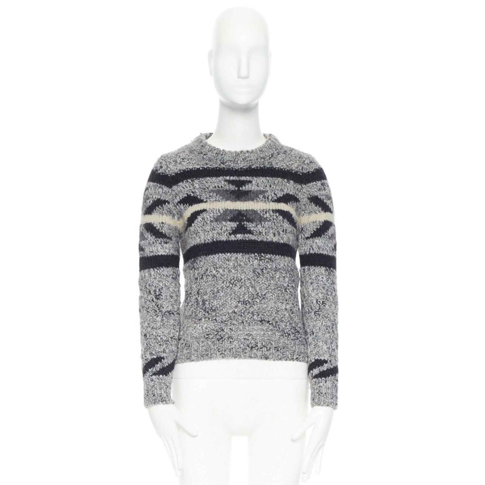 Gray ISABEL MARANT ETOILE grey wool blend knit ski pullover sweater jumper FR36 S