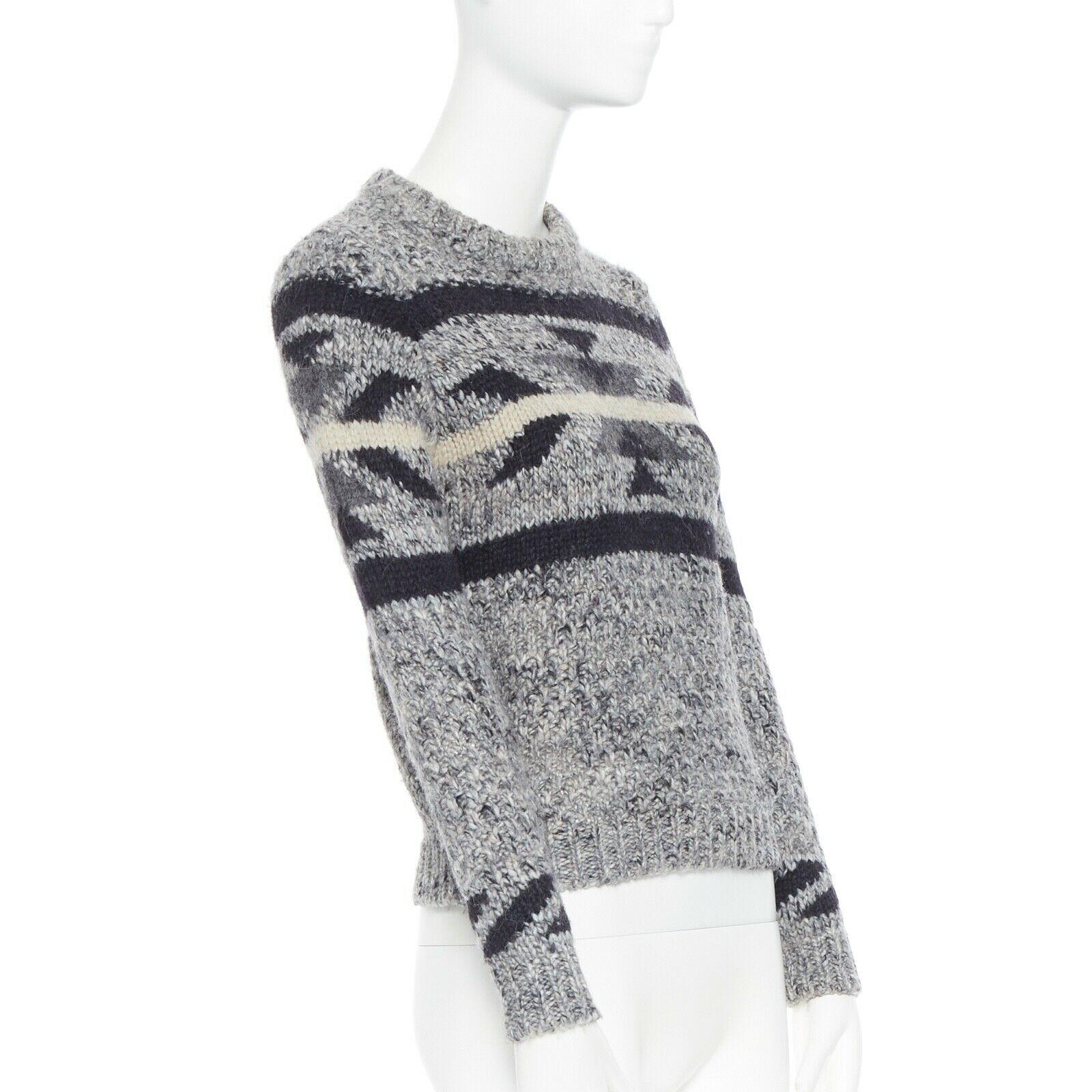 Women's ISABEL MARANT ETOILE grey wool blend knit ski pullover sweater jumper FR36 S