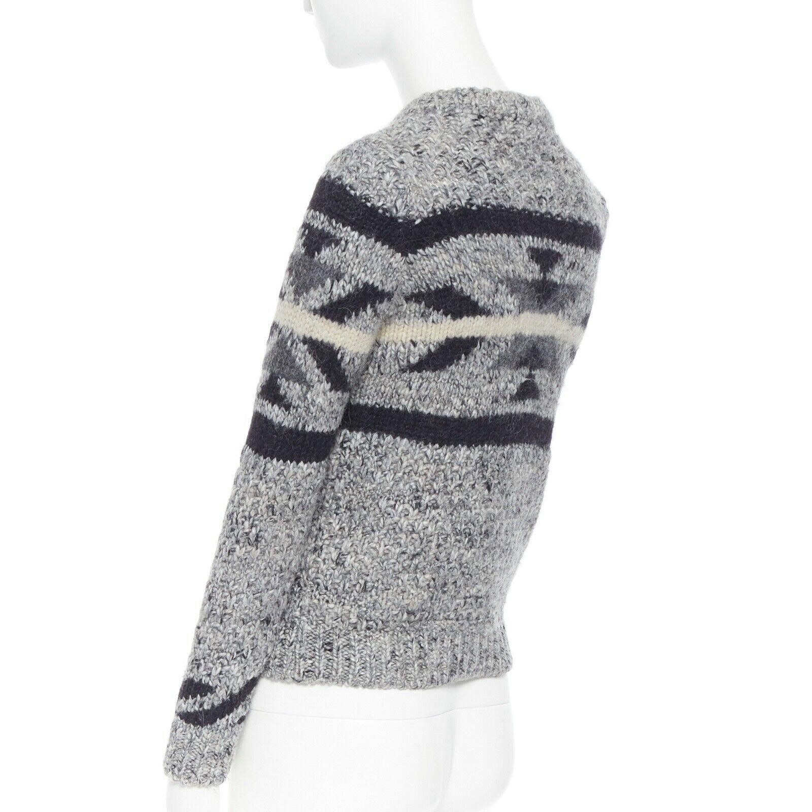 ISABEL MARANT ETOILE grey wool blend knit ski pullover sweater jumper FR36 S 1