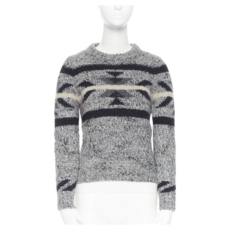 ISABEL MARANT ETOILE grey wool knit ski pullover sweater jumper FR36 S For Sale at 1stDibs
