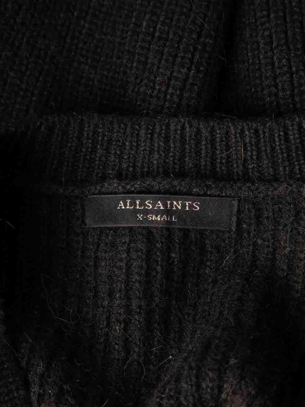 Schwarzer Strickpullover mit bestickten Ärmeln aus Wolle Größe XS Damen im Angebot