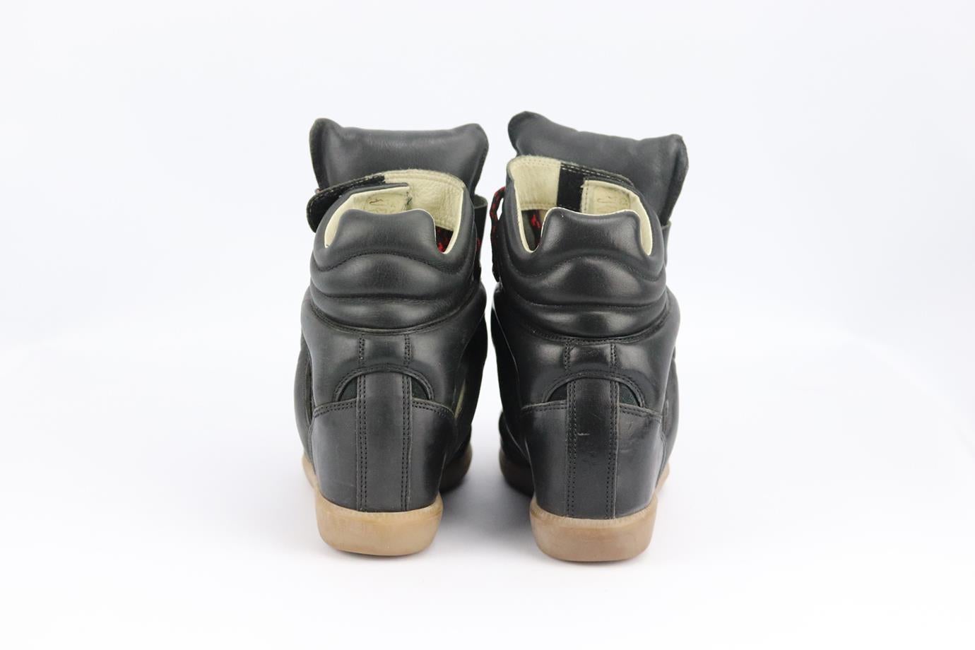 Isabel Marant Etoile Leather And Suede Wedge Sneakers Eu 37 Uk 4 Us 7 In Excellent Condition In London, GB