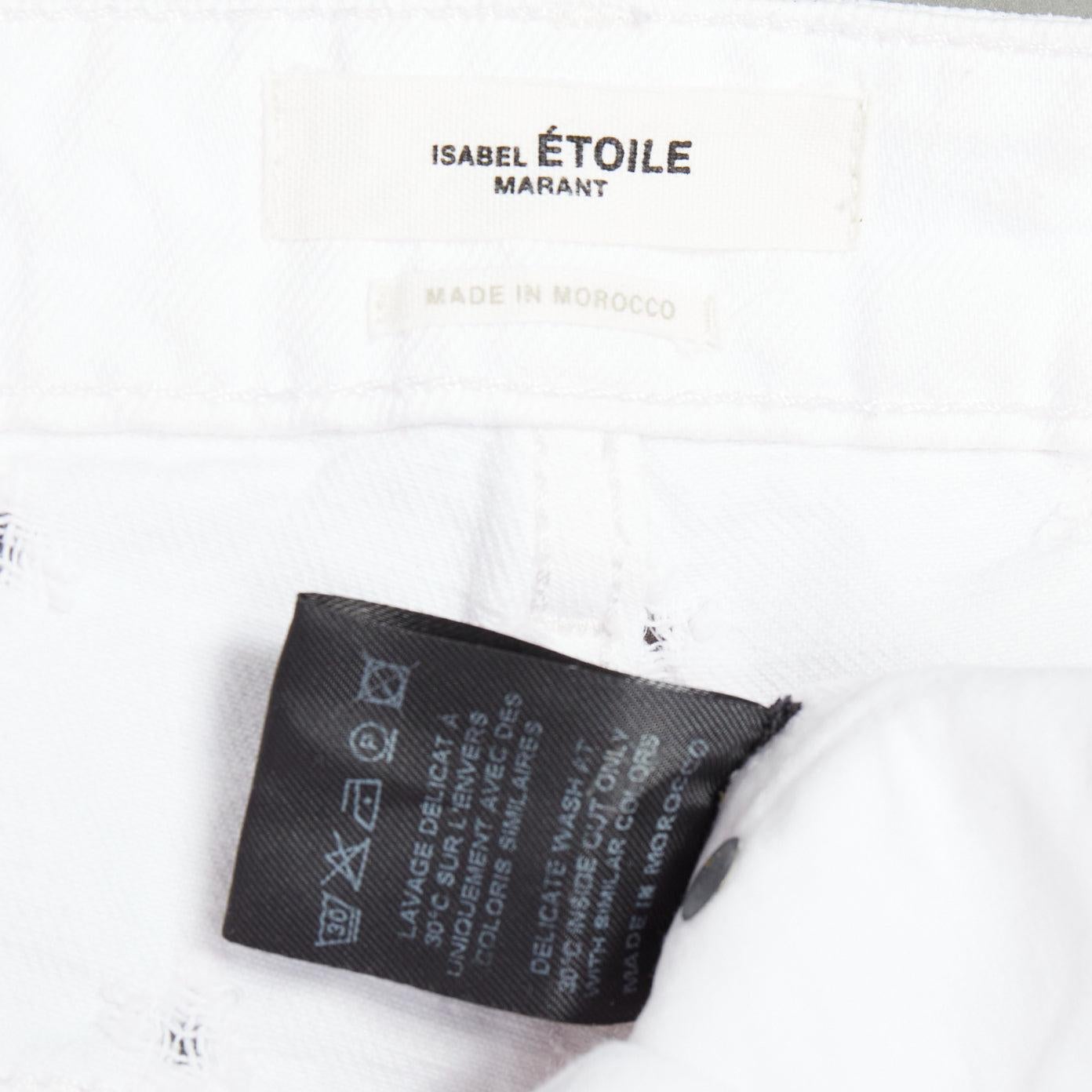 ISABEL MARANT ETOILE Liny, pantaloncini in denim sfrangiati a fori bianchi FR38 M. in vendita 4