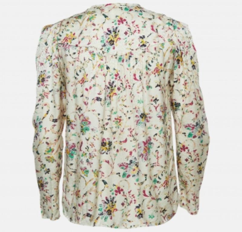 Beige Isabel Marant Etoile - Camicetta a maniche lunghe in crepe con stampa multicolore XS in vendita