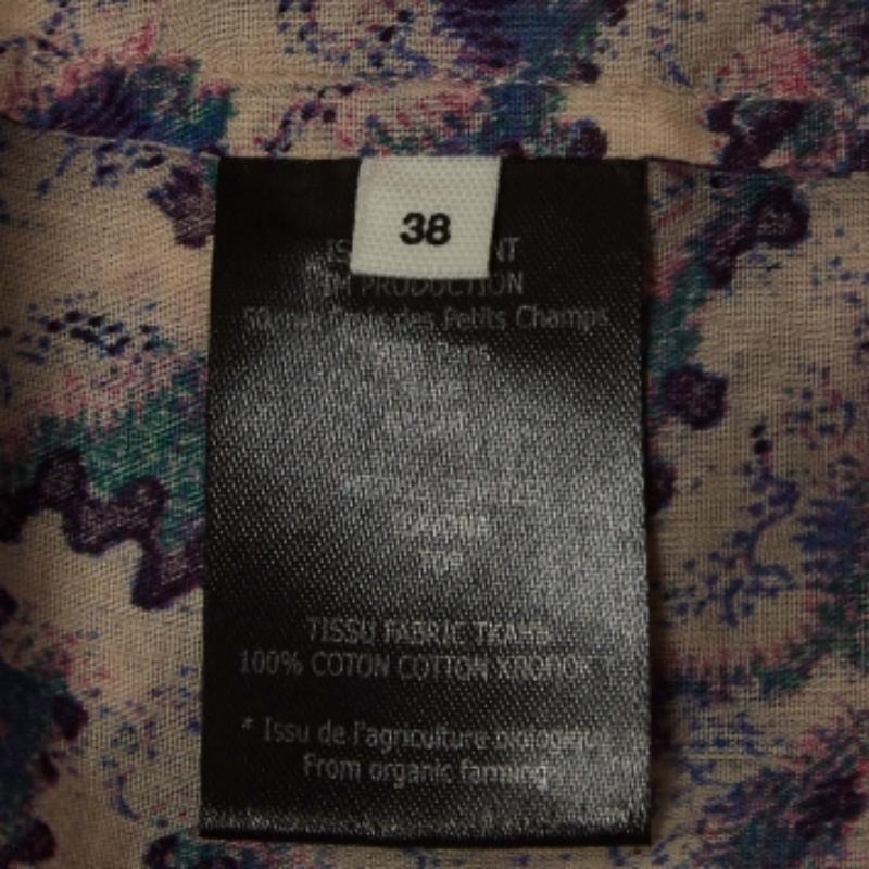 Isabel Marant Etoile Top Ilayona Multicolor De Algodón Estampado Con Volantes M Gris en venta