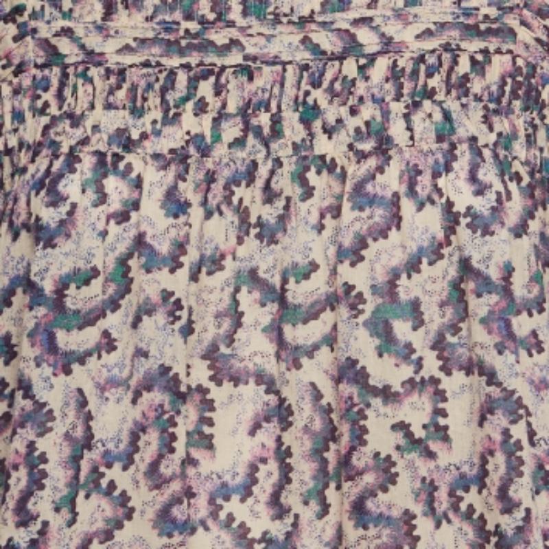 Isabel Marant Etoile Top Ilayona Multicolor De Algodón Estampado Con Volantes M en Bueno estado para la venta en Dubai, Al Qouz 2
