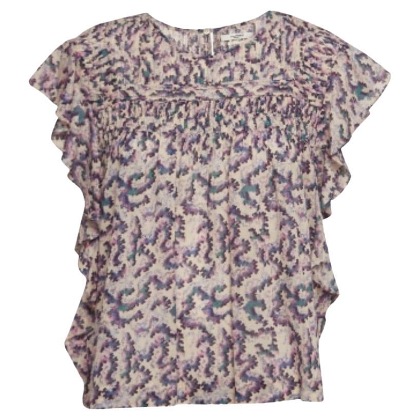 Isabel Marant Etoile - Top à volants en coton imprimé multicolore Ilayona M