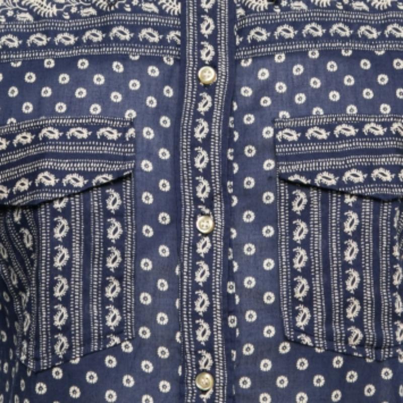 Grigio Isabel Marant Etoile - Top a tunica in cotone stampato con fiori blu navy M. in vendita