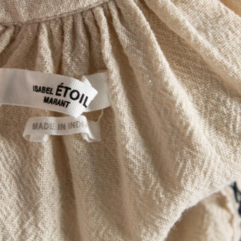 Isabel Marant Etoile Off White Top oversize à volants brodés S.S. White en vente 3